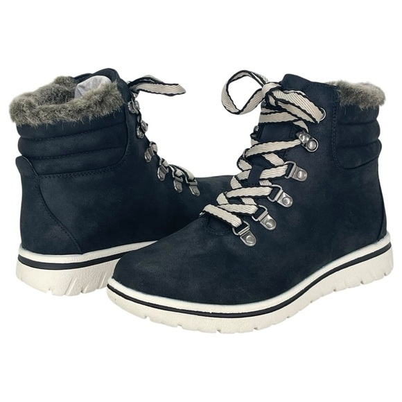 Cliffs White Mountain Hallett Black Fur Trim Womens Ankle Boots Size 7.5M - Picture 9 of 11